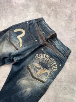 Japanese Evisu Straight Fit Denim | Dark Blue | W28 L32
