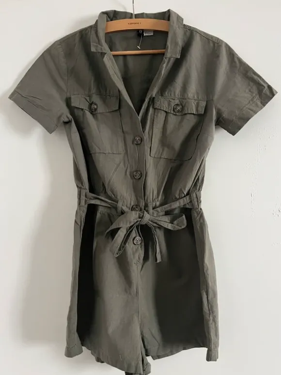 Jumpsuit Overall Khaki mit Taschen