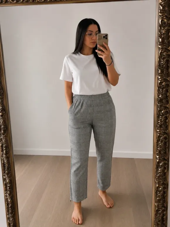 Karierte Stoffhose Größe 40