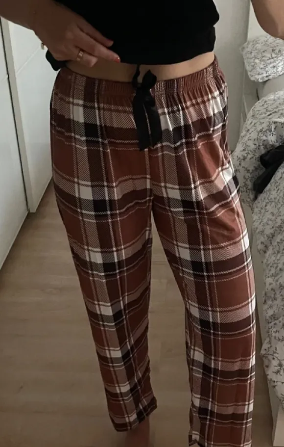 Kariertes Pyjama-Hose in Braun/Schwarz/Weiß