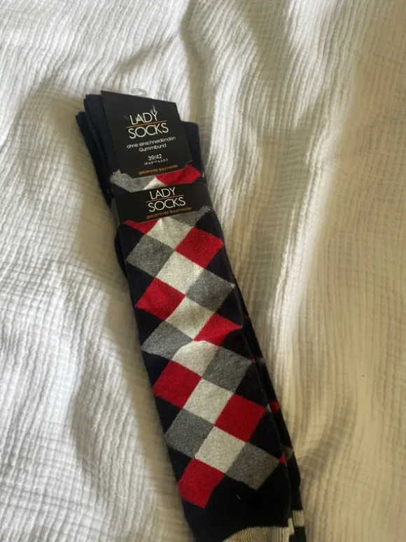 Kniestrümpfe Socken Kariert Gr. 39/42 neu