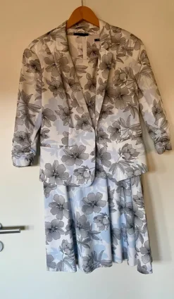 Kombi: Kleid & Blazer 3/4 Arm, hellblau/grau, Gr.44, Business Look