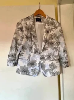 Kombi: Kleid & Blazer 3/4 Arm, hellblau/grau, Gr.44, Business Look