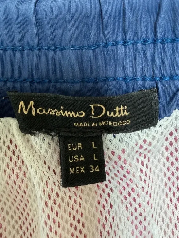 Korte Broek | Zwem Short | Zwembroek Merk massimo Dutti size L Heren Wit-Roze streep met Blauwe band