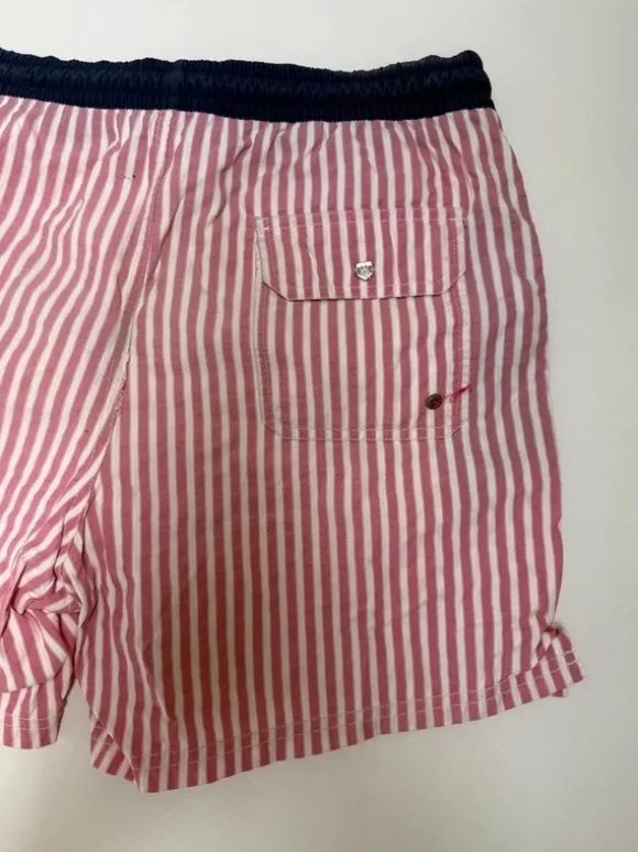 Korte Broek | Zwem Short | Zwembroek Merk massimo Dutti size L Heren Wit-Roze streep met Blauwe band