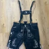 Kurze dunkelblaue Paulgos Trachten Lederhose GR 52 L mit Trägern