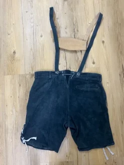 Kurze dunkelblaue Paulgos Trachten Lederhose GR 52 L mit Trägern
