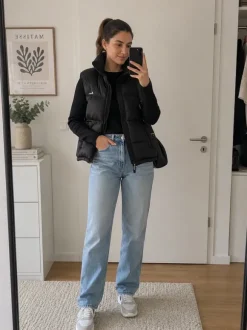 Kurze, Ärmellose Jacke schwarz