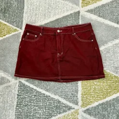 Kurzer Mini Rock NEU dunkelrot burgunderrot L XL mesh y2k vintage sexy