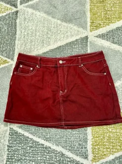 Kurzer Mini Rock NEU dunkelrot burgunderrot L XL mesh y2k vintage sexy