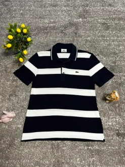 Lacoste Polo Gestreift Classic Größe S Dunkelblau Weiß