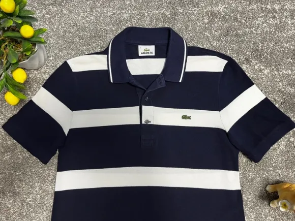 Lacoste Polo Gestreift Classic Größe S Dunkelblau Weiß