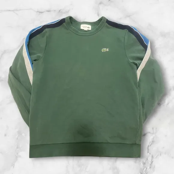 Lacoste Sweatshirt Grün Blau Weiß – Größe S