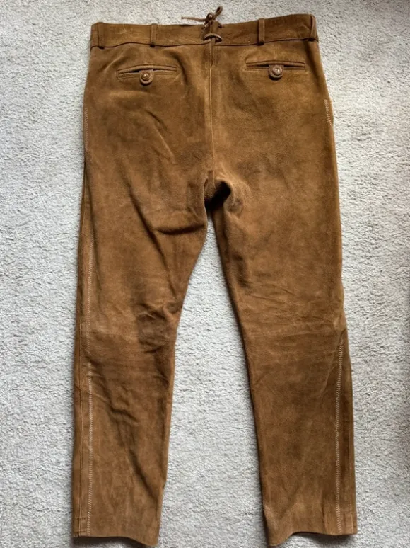 Lange Trachtenlederhose, hellbraun, Gr. 56/58