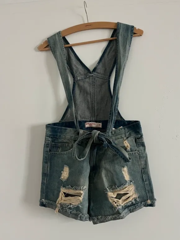 Latzhose Jeans kurz blau denim
