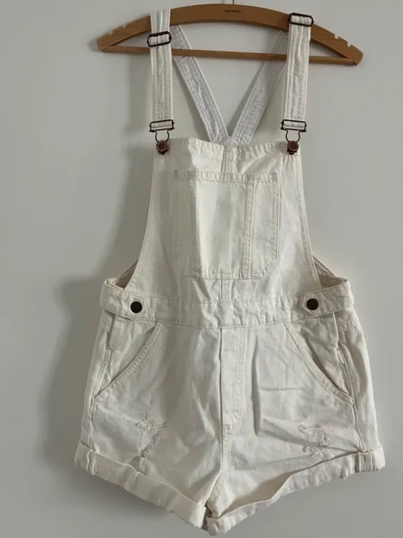 Latzhose Shorts kurz weiß/creme