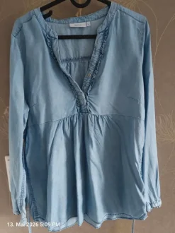 Leichte Jeansbluse, Longshirt, H&M, Umstands-Shirt, Schwangerschaftsbluse Gr. S