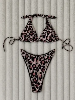 Leo Bikini Set Rosa/Schwarz - Größe M - Neu mit Hygienesiegel