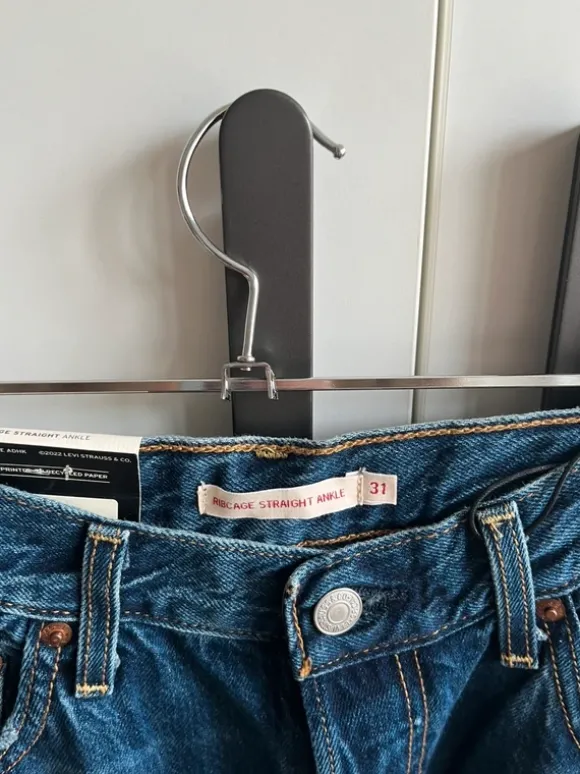 Levi‘s Ribcage Straight Ankle 31/29 dark Navy Blue cut off