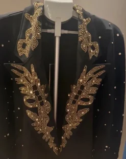 Lilo Ricco Pashmina Cape Gr. 38 Schwarz Gold Strass Elegant festlich Abend Poncho Luxus
