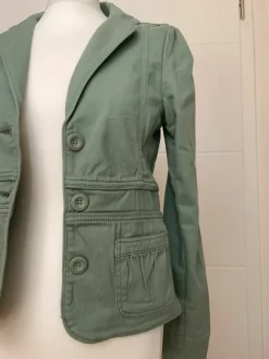 Lindgrüner Preppy Blazer mit Taschen Baumwolle y2k Vintage