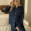 Lässiges Jeans Hemd und Hose Set oversized Umstandsmode Gr. S/M
