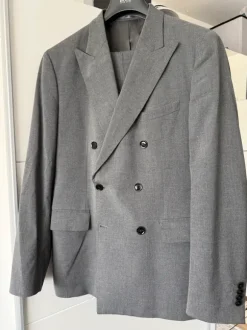 Mango Doppelreihiger Anzug Grau Slim Fit Elegant Business Old Money Gr. 50