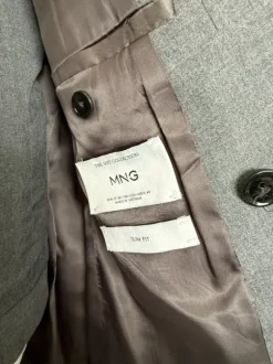 Mango Doppelreihiger Anzug Grau Slim Fit Elegant Business Old Money Gr. 50
