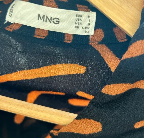Mango Hemdblusenkleid Midi Langarm Animalprint Schwarz Braun Gr. M