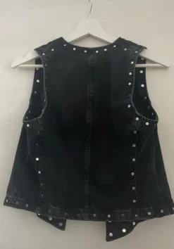 Mango veste denim schwarz Jeans mit Nieten Silber