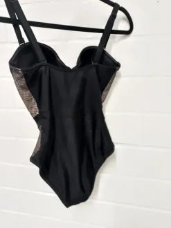 Mesh Badeanzug schwarz mit Cups