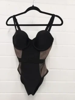 Mesh Badeanzug schwarz mit Cups
