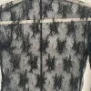 Mesh Oberteil Spitzenshirt M schwarz