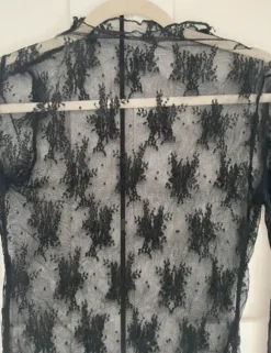 Mesh Oberteil Spitzenshirt M schwarz