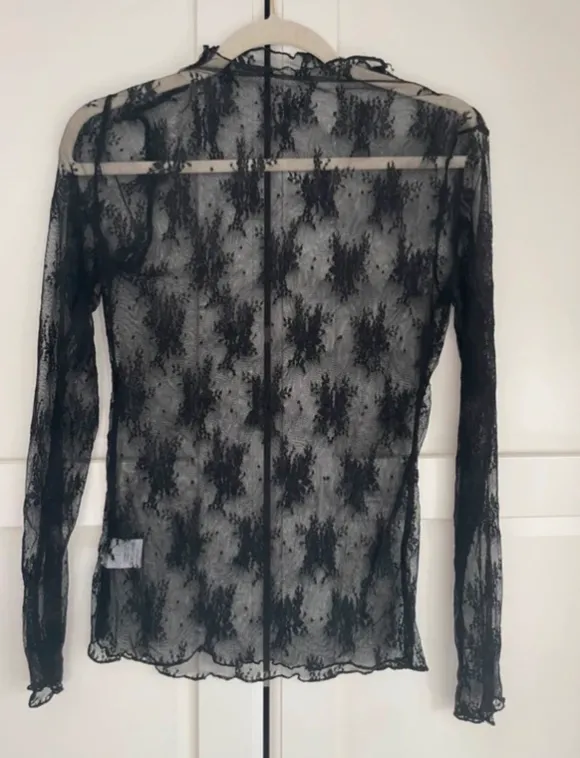 Mesh Oberteil Spitzenshirt M schwarz