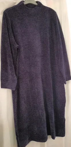 Midi Dress Small Stand-Up Collar Long Sleeves Super Soft Chenille 50-52 (4143)
