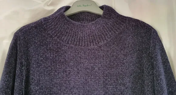 Midi Dress Small Stand-Up Collar Long Sleeves Super Soft Chenille 50-52 (4143)