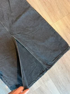 Midirock Jeans Schwarz/Grau | High Waist | Schlitz