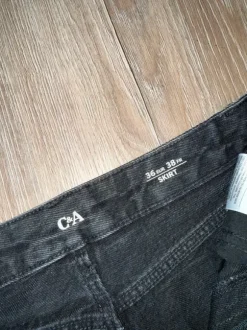 Midirock Jeans Schwarz/Grau | High Waist | Schlitz