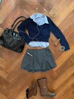 navy v-neck top