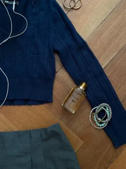 navy v-neck top