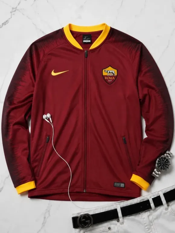Nike AS Roma Trainingsjacke Rot Gelb Fußball Track Jacket Dri-Fit Gr. M