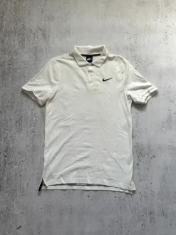Nike Polohemd Schwarzes Swoosh Sommer | Weiß S | Vintage Retro Y2K