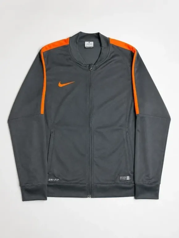 Nike Sportjacke Grau Neon Orange Gr. M