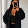 Nike Vintage Zip Jacke Schwarz Burgundy Y2K 🖤