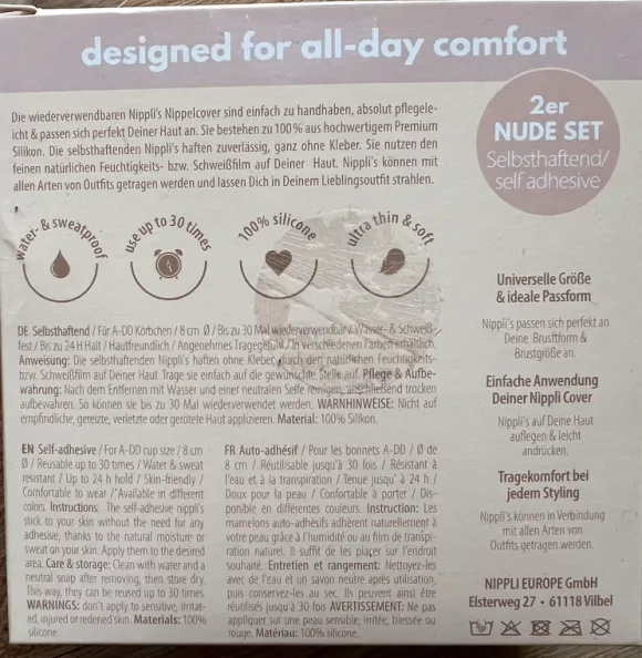 Nippli nipplecover nude selbsthaftend mit travel case