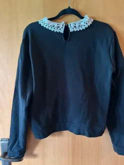 Oberteil Pullover Peter-Pan-Kragen Spitze H&M Größe Xl schwarz