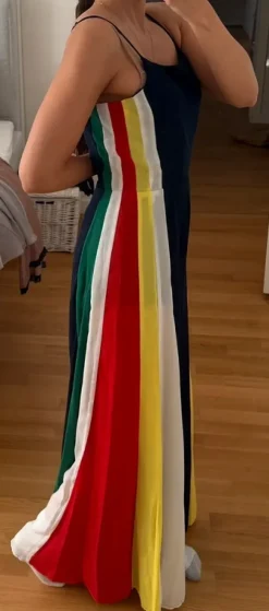 Overall jumpsuit colourblocking fließender Stoff in Größe S dunkelblau bunt butter yellow