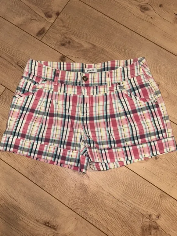 Pimkie Karo-Shorts / Kurze Hose – Gr. 36 – Beere/Rosa/Blau gemustert