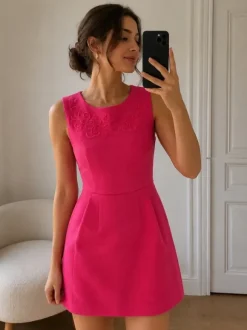 Pinkes Kleid Figurbetont Elegant Barbiecore Mini Kleid